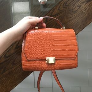 COPY - cute mini orange faux croc clasp bag